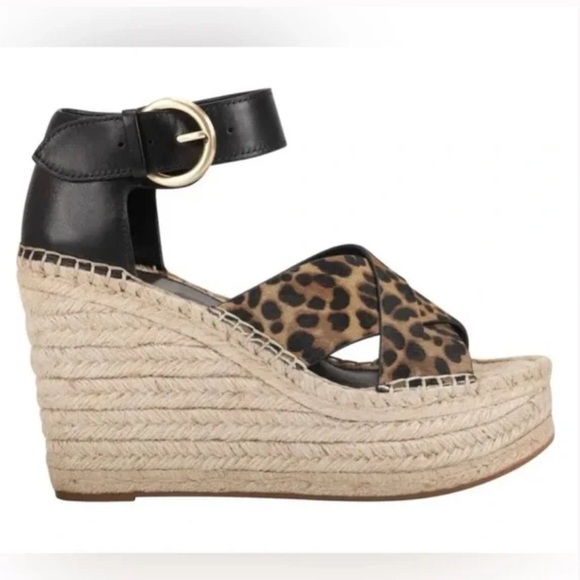 ⚜️ MARC FISHER Amari leopard espadrille wedge NWOT - Picture 2 of 11